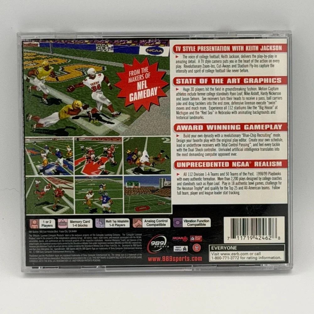 NCAA GameBreaker 99 Sony PlayStation 1 PS1 1998 Complete CIB Football 989 Sports